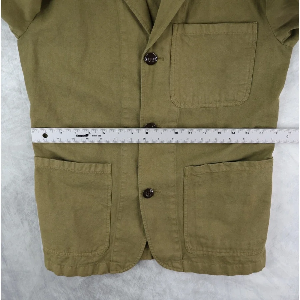 Wallace & Barnes Slim Fit Chore Blazer Mens 34S Olive Green Cotton Linen Jacket